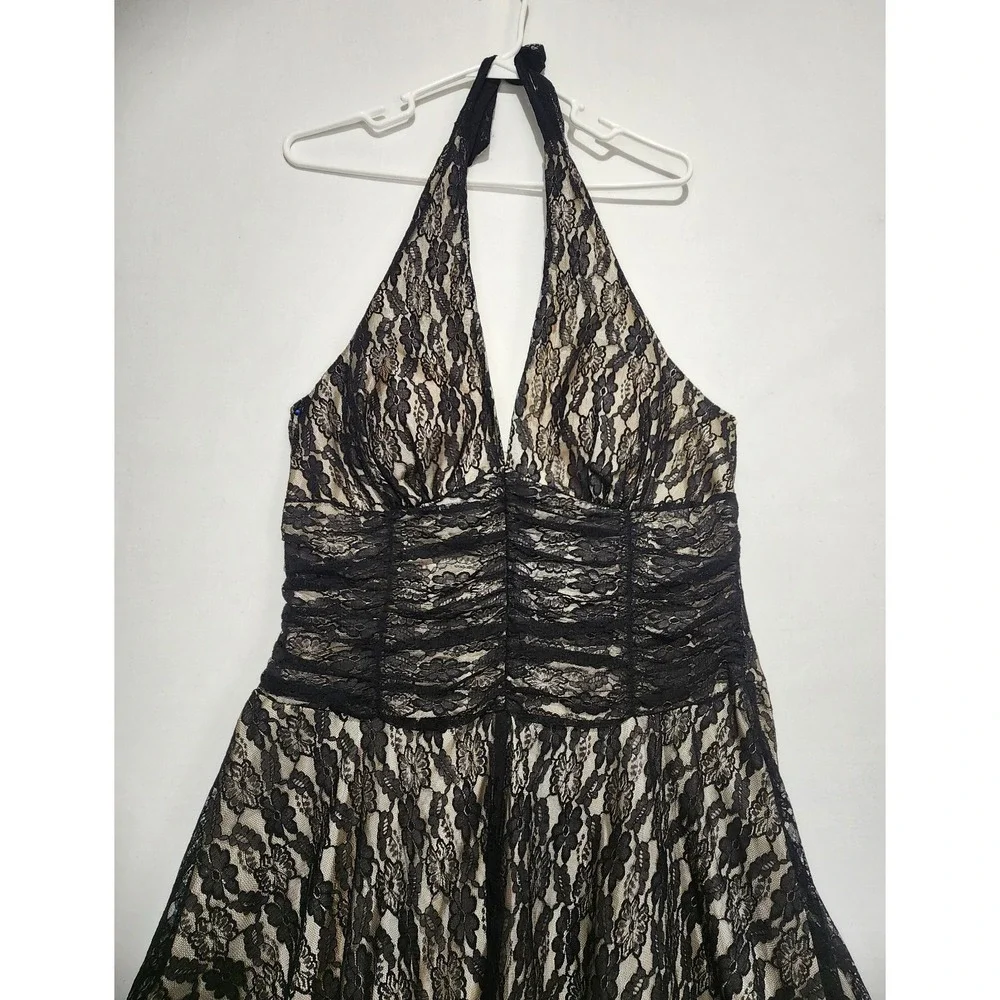 Philip Decaprio Y2K Women's Special Occasion Halter‎ Neck Lace Black Dress 12